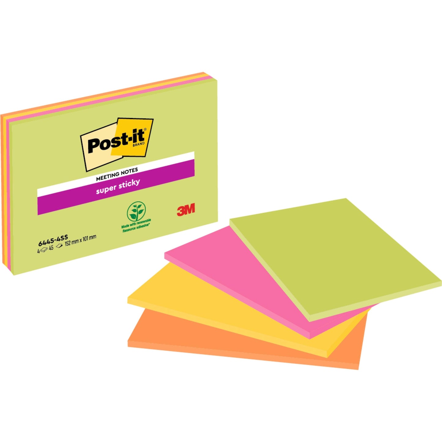 Post-it® Super Sticky Notes im Großformat, Verschiedene Farben, 45 Blatt/Block, 100% PEFC