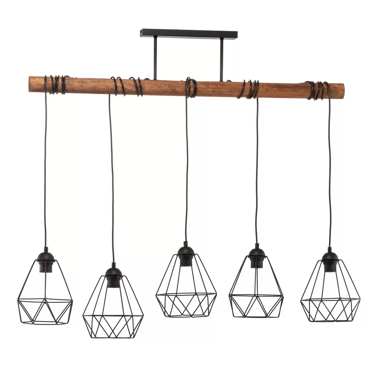 Hengilampi Acero á lager með búrskjám, fimm pera hengilampi, E27 ljós