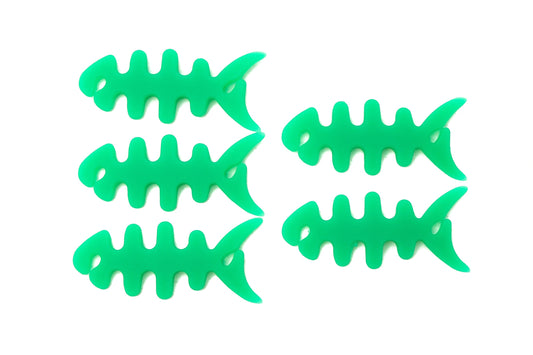SYSTEM-S Set of 5 cable manager wrap cable winder fish shape silicone winder cable protector in green