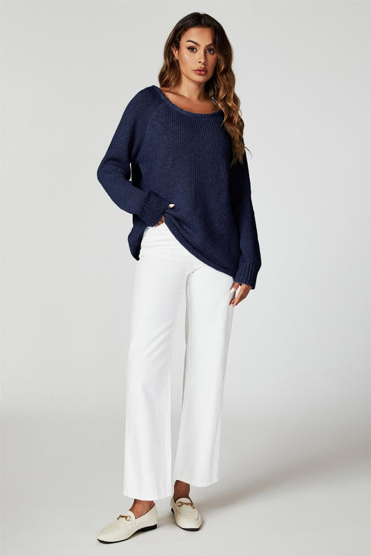 Comfy Jumper Top In Navy