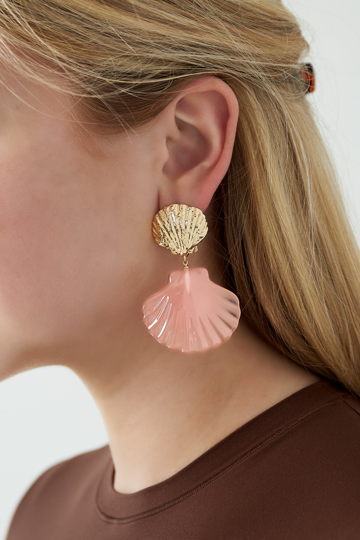 Rosa Muschel Ohrringe - Rosa & Gold Farbe