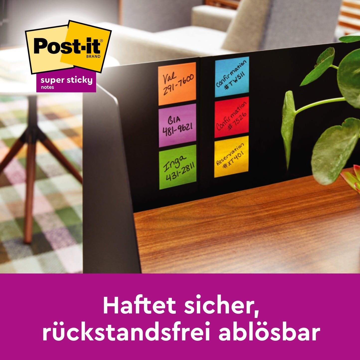 Post-it® Super Sticky Notes, Verschiedene Farben, 63,5 mm x 76 mm, 90 Blatt/Block, 8 Blöcke/Packung, Kartonverpackung, 100% PEFC, SGSCH-PEFC-COC-110078 | Packung (1 Stück)