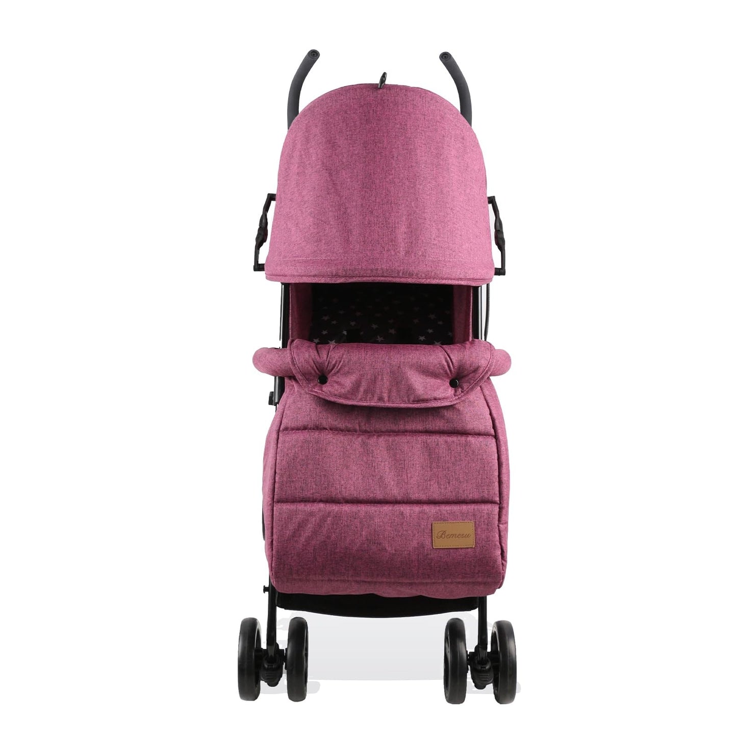 Bemesu ferðavagn með 360° snúningshjólum, vagn með 5 punkta beisli, vagn með 360° stillanlegri akstursstefnu, samanbrjótanlegur vagn allt að 15 kg, 0-3 ára, fjólublár
