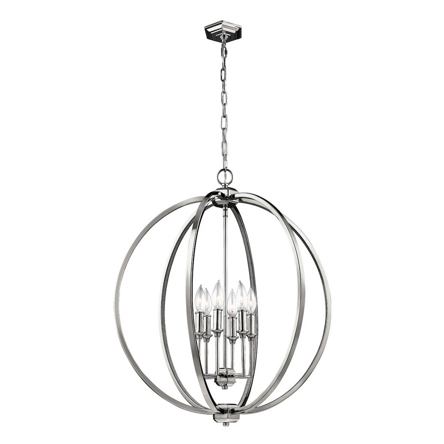 B-lager Feiss Corinne Glansandi hengilampi hengilampi loftlampi með nikkeláferð