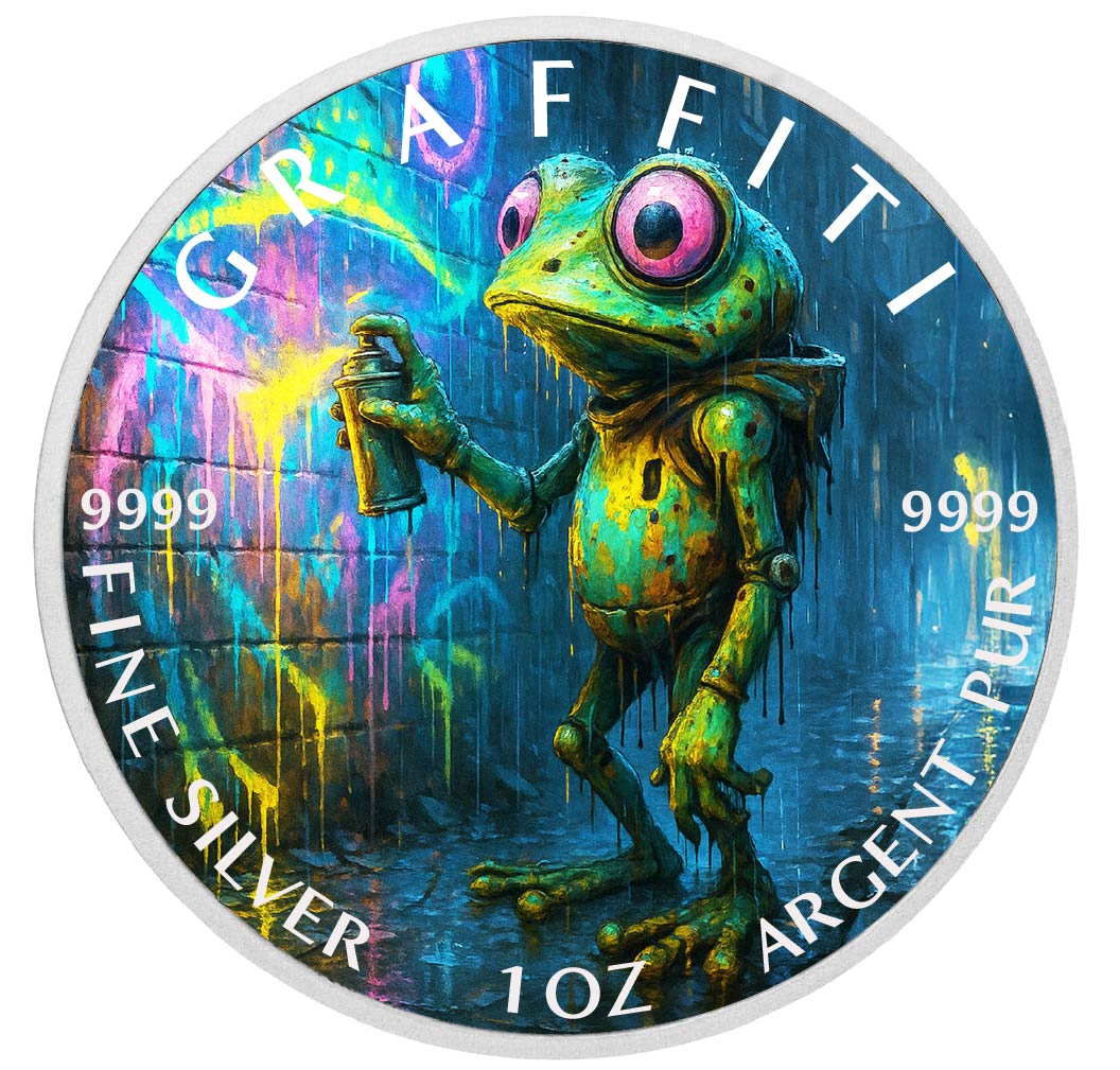 2026 Australia 1oz 9999 Silver BU Neon Hopper The Wall Tagger Colourized