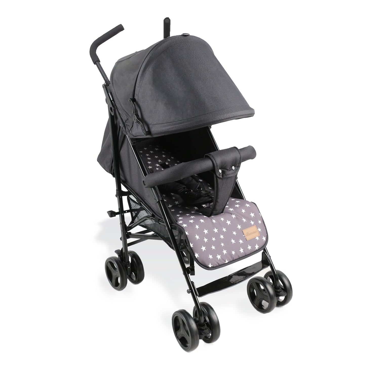 Bemesu ferðavagn með 360° snúningshjólum, vagn með 5 punkta beisli, vagn með 360° stillanlegri akstursstefnu, samanbrjótanlegur vagn allt að 15 kg, 0-3 ára, fjólublár