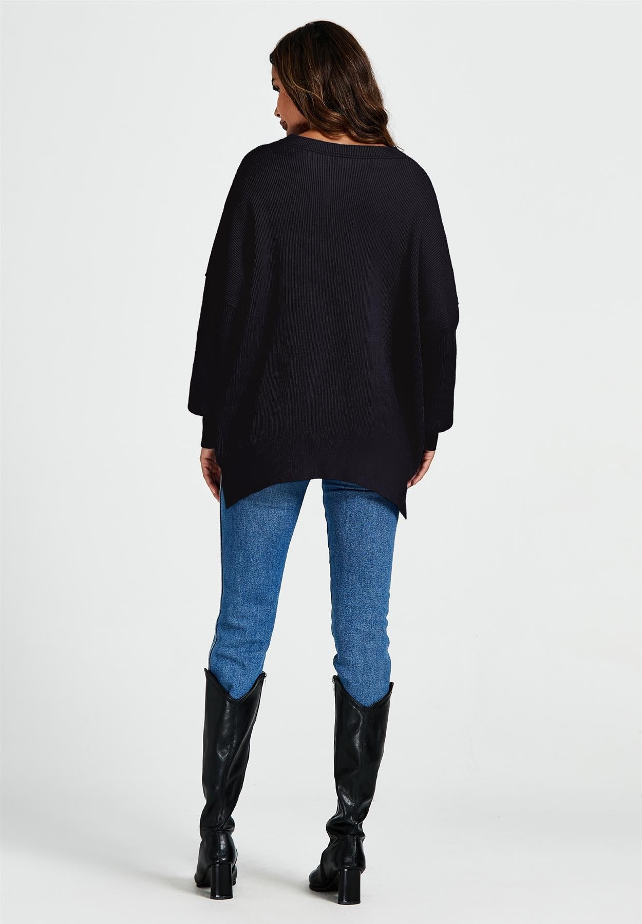 Oversized Jumper Top In Black