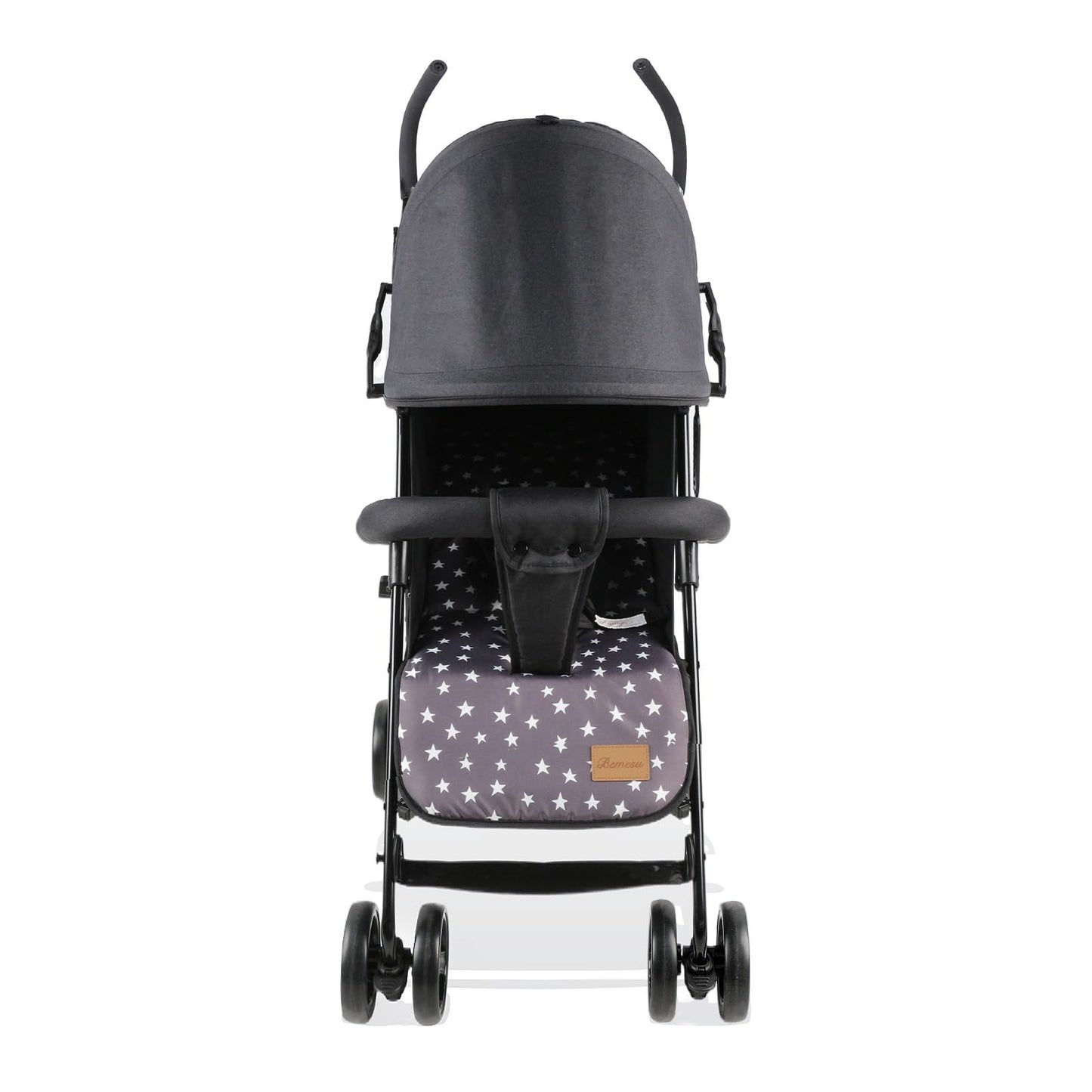 Bemesu ferðavagn með 360° snúningshjólum, vagn með 5 punkta beisli, vagn með 360° stillanlegri akstursstefnu, samanbrjótanlegur vagn allt að 15 kg, 0-3 ára, fjólublár