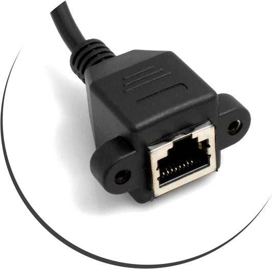 SYSTEM-S Ethernet netsnúra RJ45 upprétt í RJ45 tengi fyrir spjaldfestingu 8P8C FTP STP UTP Cat 5e 29cm