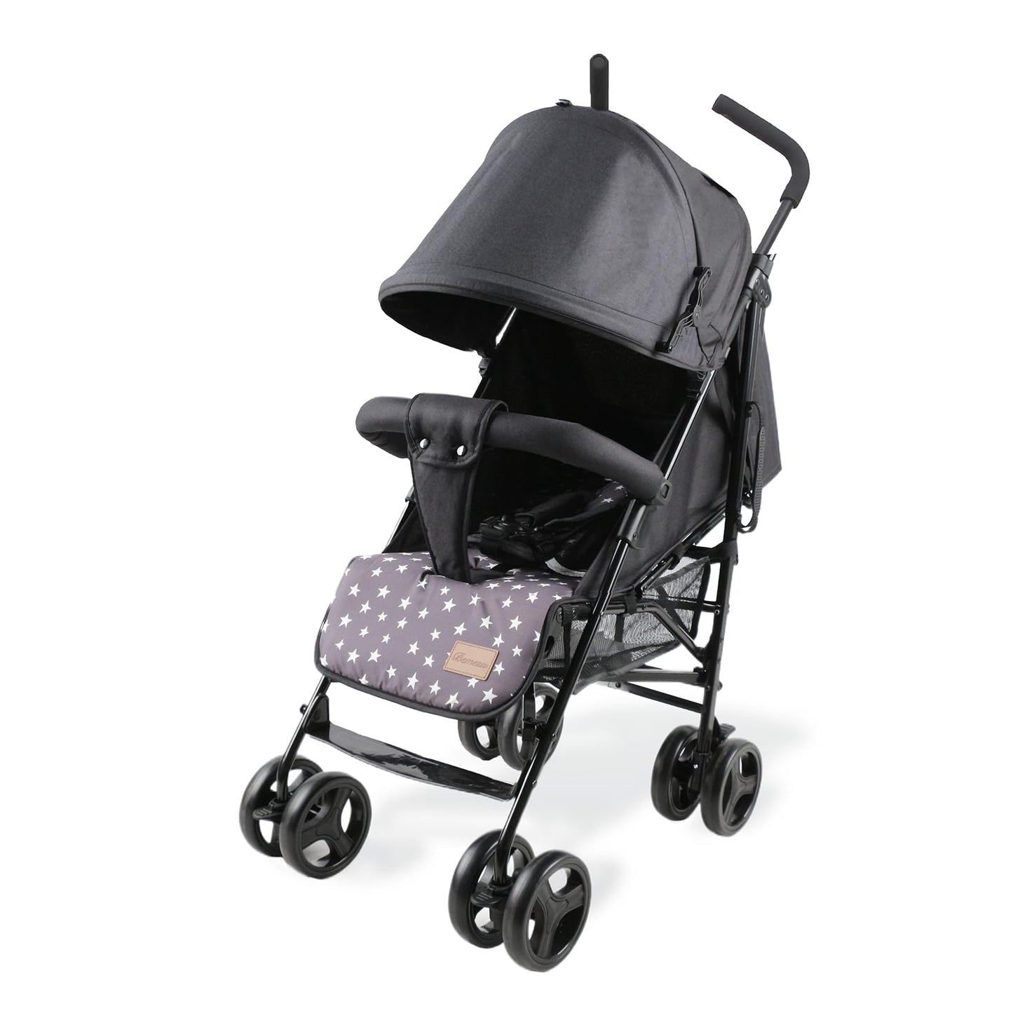 Bemesu ferðavagn með 360° snúningshjólum, vagn með 5 punkta beisli, vagn með 360° stillanlegri akstursstefnu, samanbrjótanlegur vagn allt að 15 kg, 0-3 ára, fjólublár