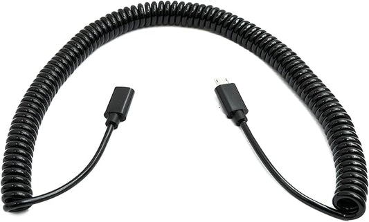 SYSTEM-S USB 2.0 Kabel 3 m Micro B Stecker zu Buchse Spirale in Schwarz