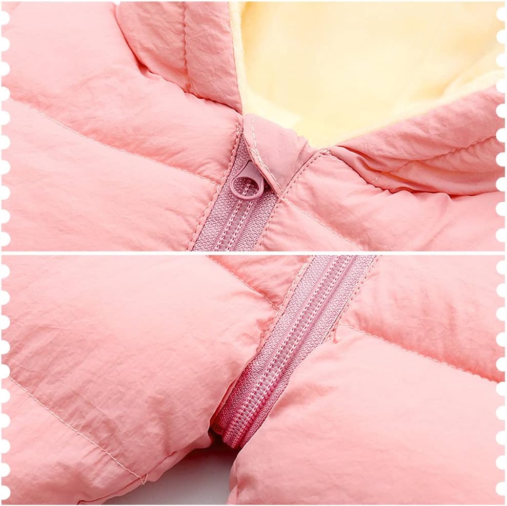 LSERVER Nýfæddur hettupeysa fyrir börn, þykkur snjógalli með flísfóðri fyrir stráka og stelpur, hlýr dúngalli, sæt vetrargalli fyrir börn, svartur, stærð 80 / 9-12 mánuðir 