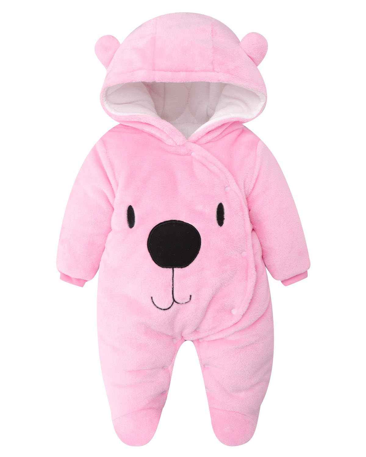 Vetrargalli með hettu fyrir börn, snjógalli, flannelspil, leikgalli með fótum, teiknimyndagalla, föt 0-3 mánaða 