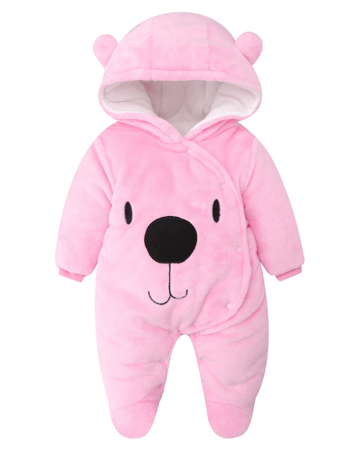 Vetrargalli með hettu fyrir börn, snjógalli, flannelspil, leikgalli með fótum, teiknimyndagalla, föt 0-3 mánaða 