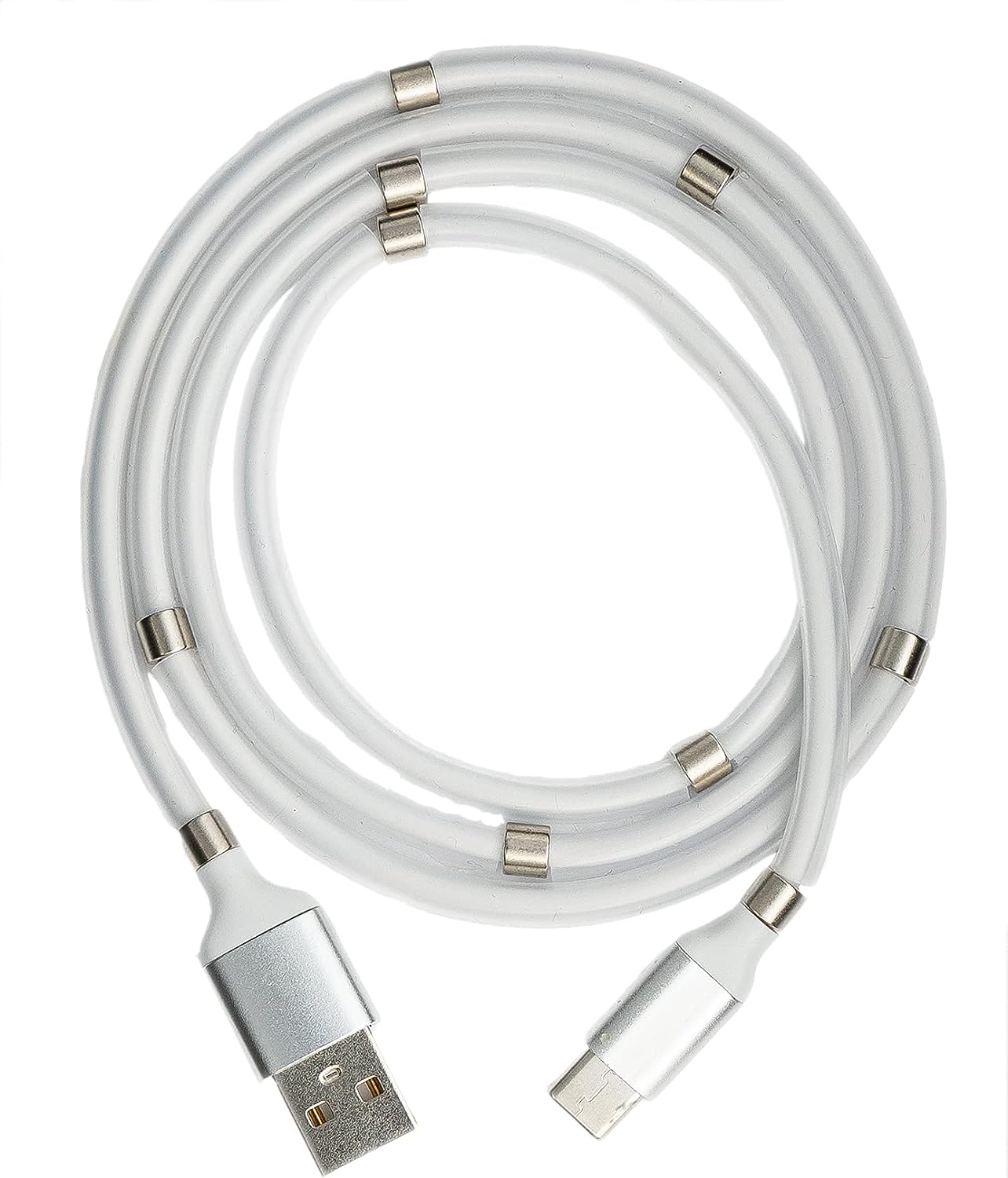 SYSTEM-S USB 3.1 self-retracting cable 1 m Type C male to 2.0 Type A male in white