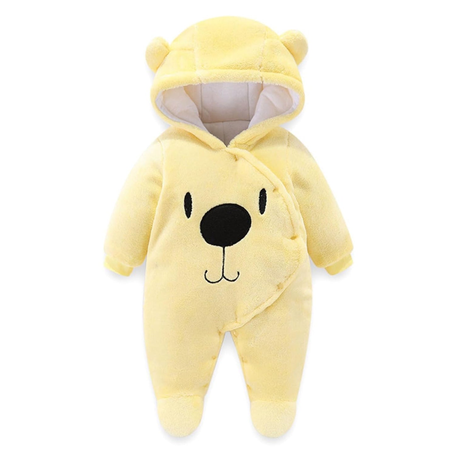 Vetrargalli með hettu fyrir börn, snjógalli, flannelspil, leikgalli með fótum, teiknimyndagalla, föt 0-3 mánaða 