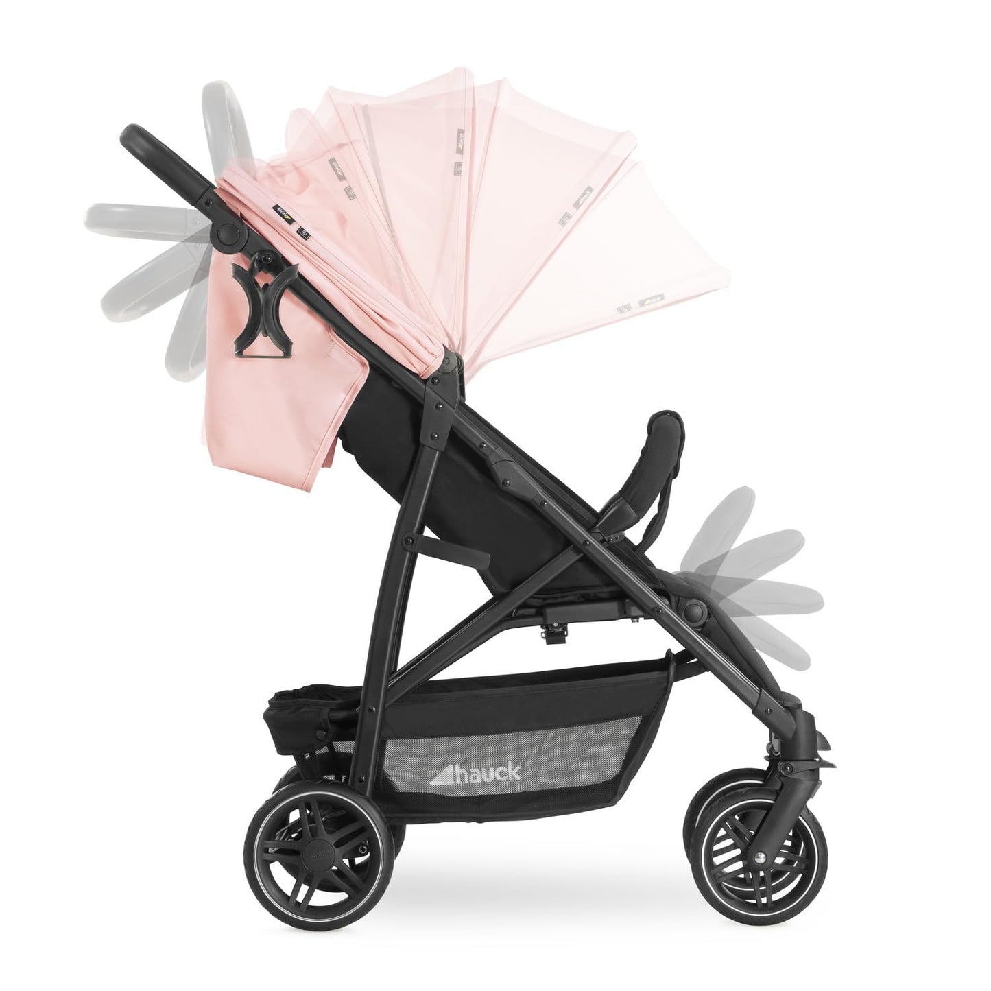 Hauck Rapid 4R Plus barnavagn - Barnavagn með XL sólhlíf UPF 50+, 25 kg burðargetu, fljótleg samanbrjótanleiki, hæðarstillanlegur, glasahaldari, hallandi stöðu, stór innkaupakörfa