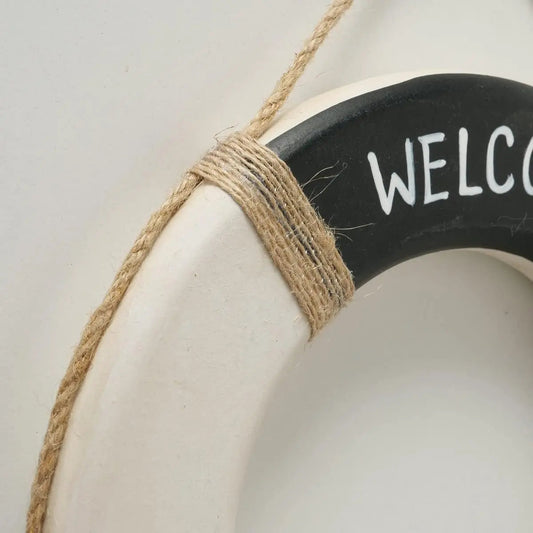 Wandbild Rettungsring Maritim schwarz 20 cm Holz Wanddeko Jute Deko Küs