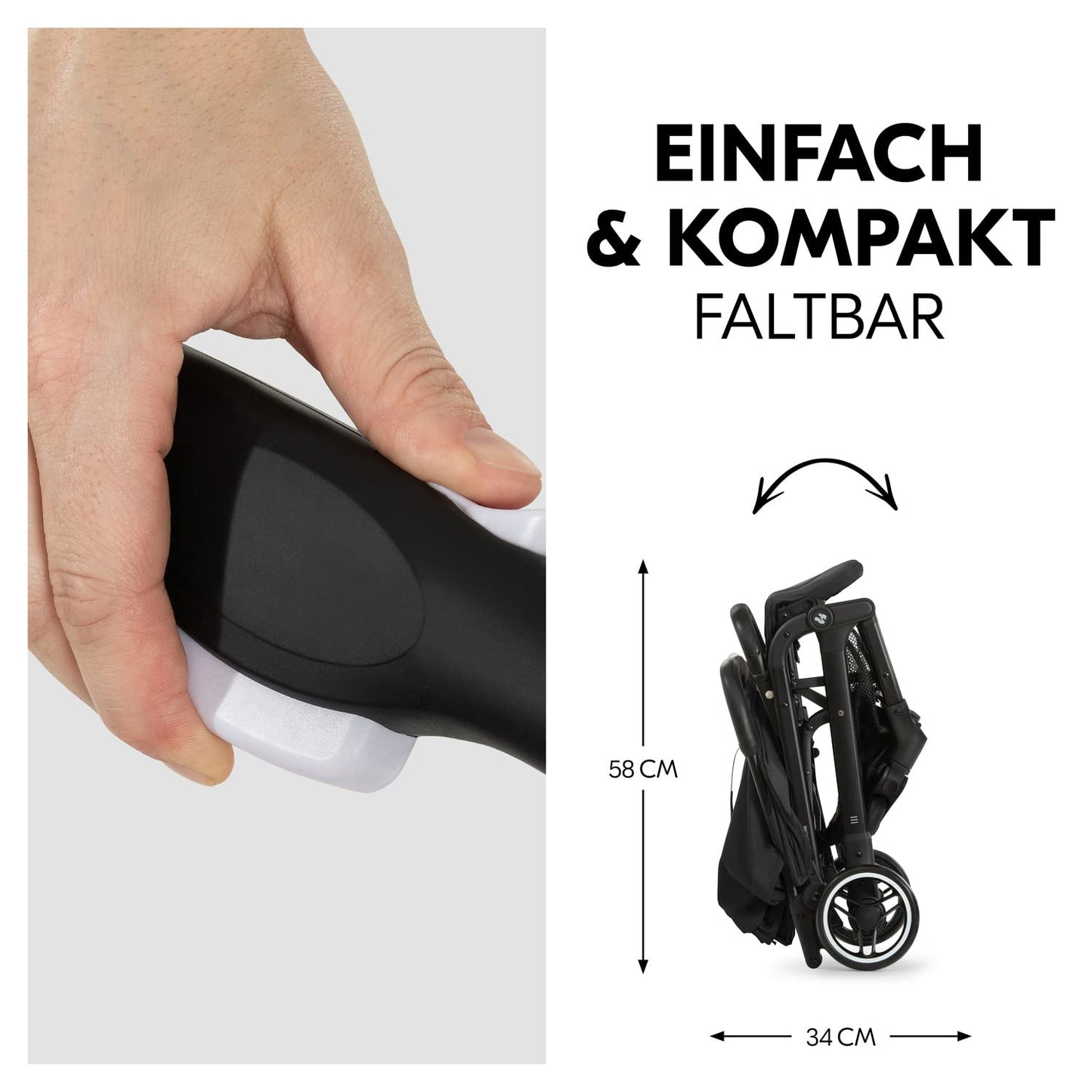 Hauck Travel N Care Dark Olive barnavagn – Léttur ferðavagn fyrir börn frá fæðingu til 22 kg með hallaaðgerð, nettur og með sólarvörn 50+