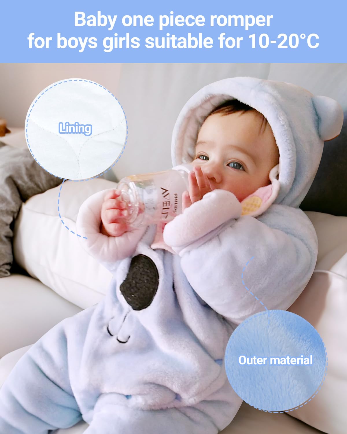 Vetrargalli með hettu fyrir börn, snjógalli, flannelspil, leikgalli með fótum, teiknimyndagalla, föt 0-3 mánaða 