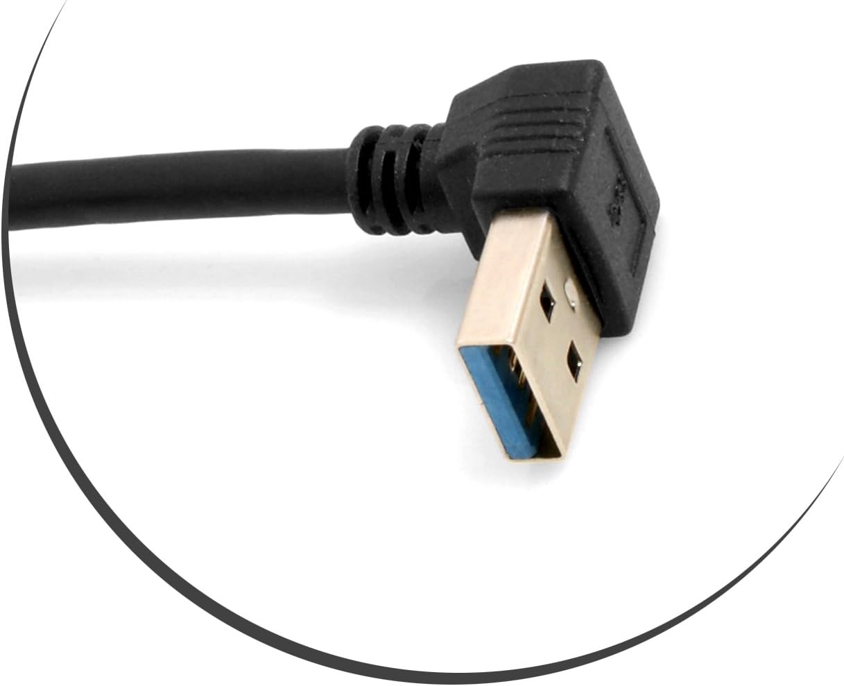 System-S USB Typ A 3.0 (Female) zu USB Typ A 3.0 (Male) 90 Grad gewinkelt Aufwärtswinkel Kabel 23cm Schwarz