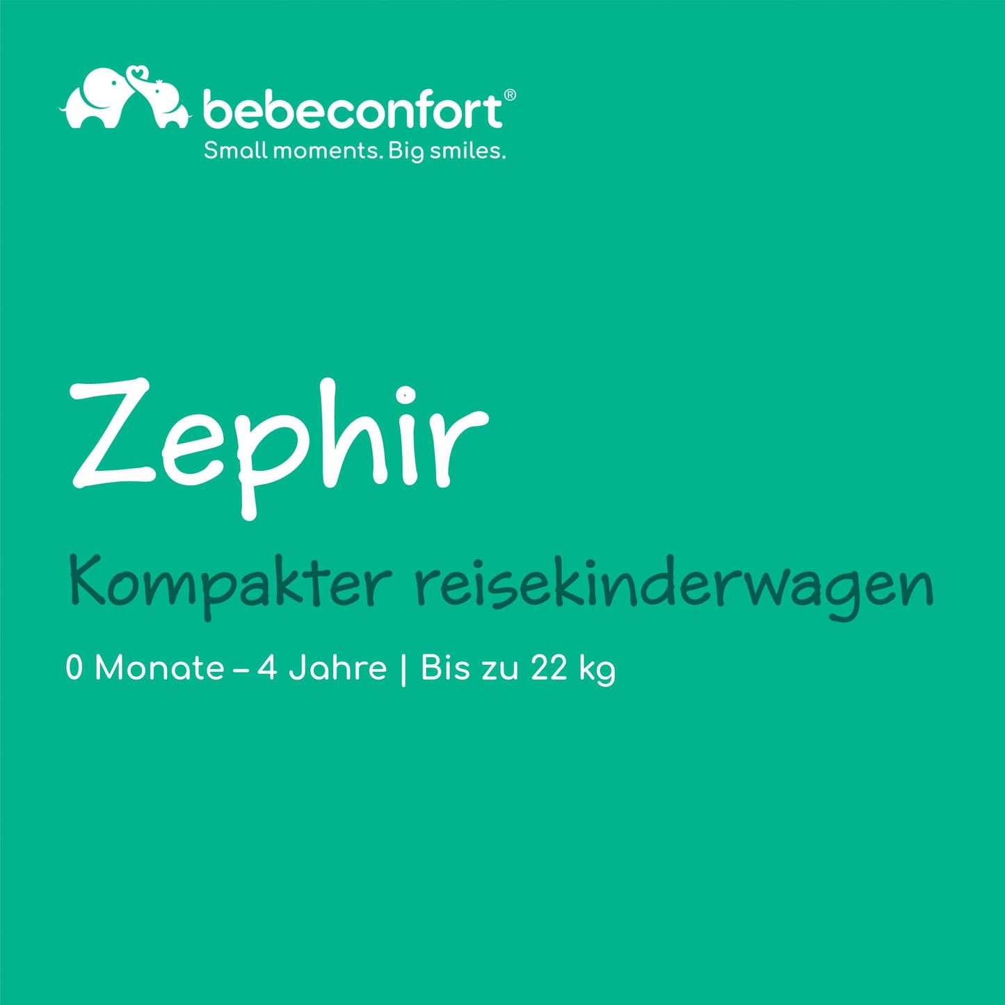 Bebeconfort Zephir, nettur barnavagn, 0-4 ára (allt að 22 kg), léttur ferðavagn (4,5 kg), stærð í farþegarými, flatt og stillanlegt sæti, geymslukörfa, Mineral Green