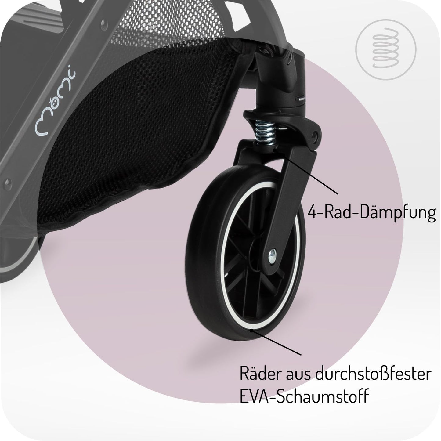 MoMi ESTELLE barnavagn fyrir börn frá 6 mánaða aldri (allt að 15 kg), samanbrjótanleg barnavagn með 5 punkta öryggisbelti, innkaupakörfu með útfellanlegri virkni, sjónaukahandfangi