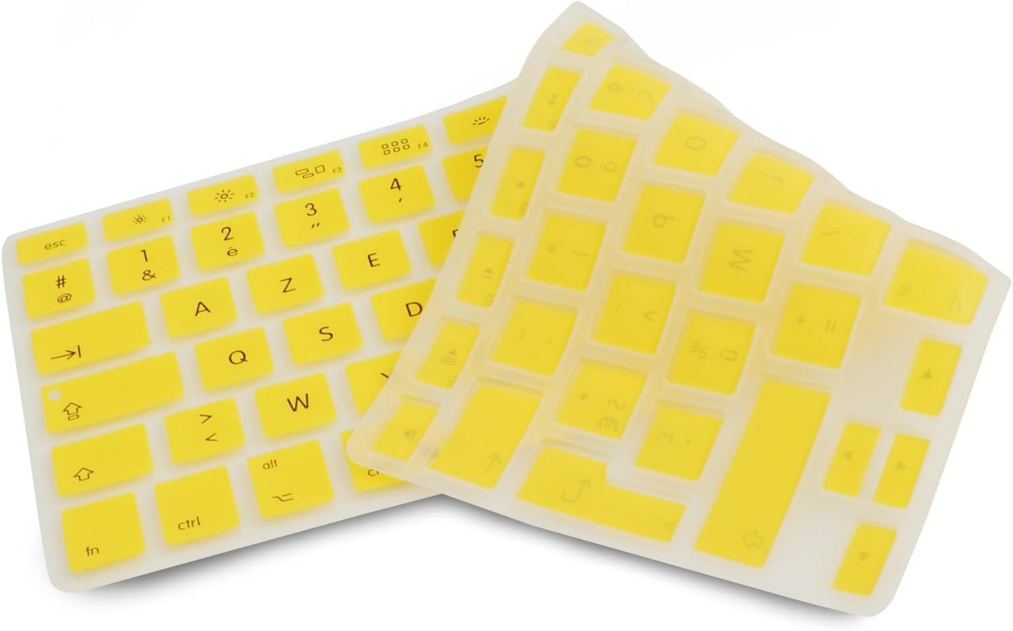 System-S sílikonlyklaborðshlíf AZERTY franskt lyklaborðshlíf fyrir MacBook Pro 13 tommu 15 tommu 17 tommu iMac MacBook Air 13 tommu í gulu
