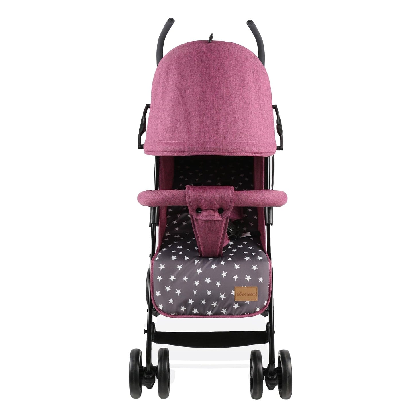 Bemesu ferðavagn með 360° snúningshjólum, vagn með 5 punkta beisli, vagn með 360° stillanlegri akstursstefnu, samanbrjótanlegur vagn allt að 15 kg, 0-3 ára, fjólublár