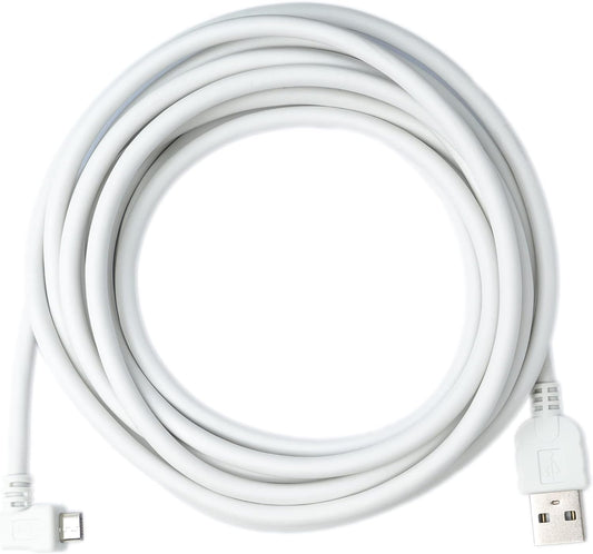 SYSTEM-S 3 m Micro USB 2.0 Kabel gewinkelt 90 grad Winkelstecker (links) WEISS