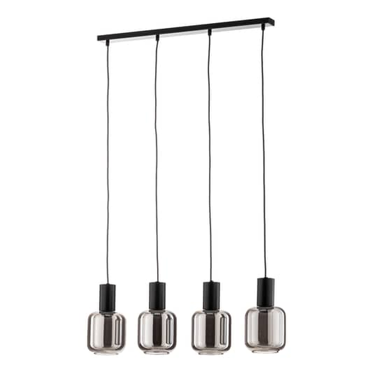 B-flokks Euluna hengiljós, reyklitað, glerskjáir, 4 ljós, hengilampi, loftlampi, E27