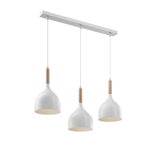 B-stock Euluna hanging light Noak ceiling lamp pendant light lamp 3 bulbs E27 white wood 317 