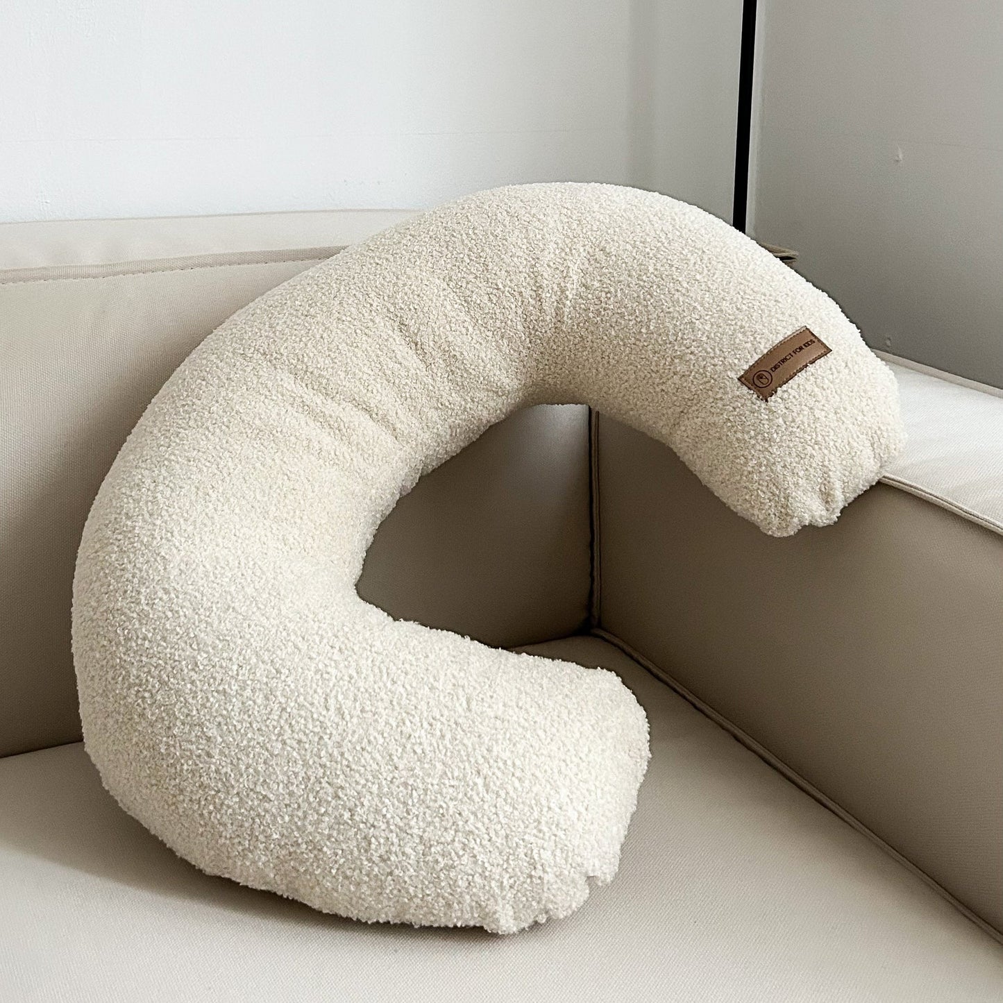 Stillkissen U-Form Teddystoff Bouclé mit abnehmbaren Bezug – ergonomisches Mondstillkissen