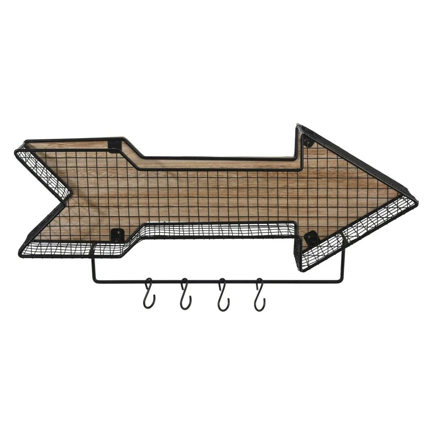 Wandregal Regal Küchenregal Hängeregal mit 4 Haken Metall schwarz Breite 52 cm