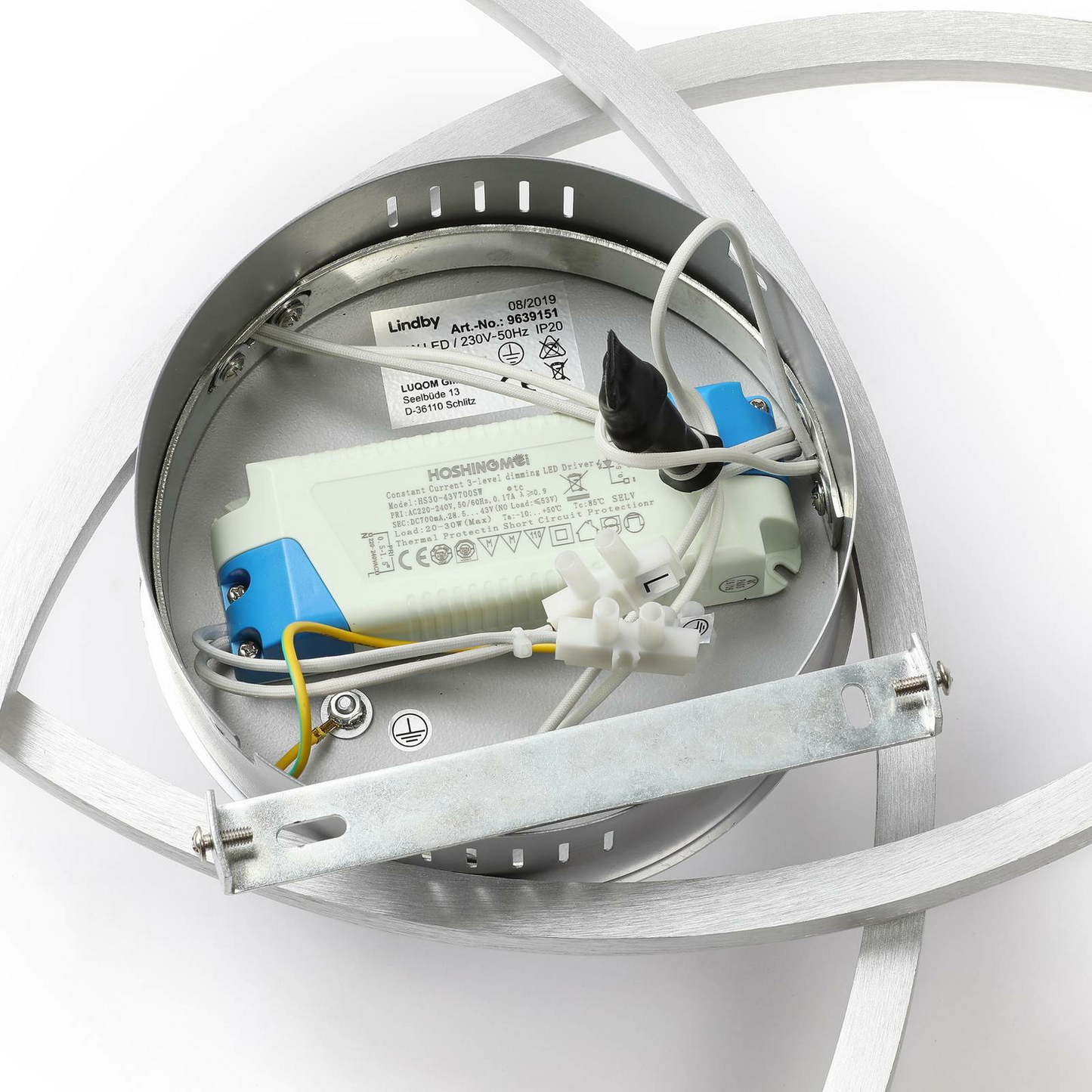 B-grade Lindby Katris LED ceiling lamp, pendant lamp, living room lamp, aluminum LED lamp, 23 W, 93 