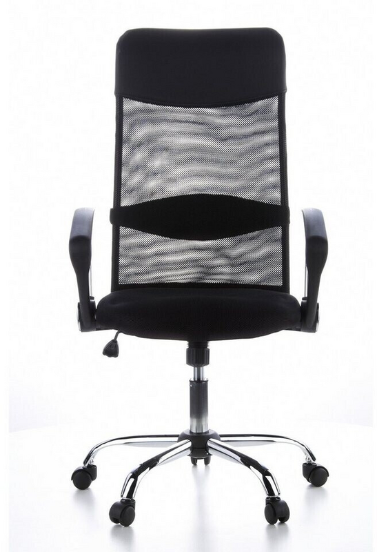 Skrifstofustóll í B-flokki, framkvæmdastjórnarstóll, skrifborðsstóll, Aria High, möskvaefni, gervileður, svartur