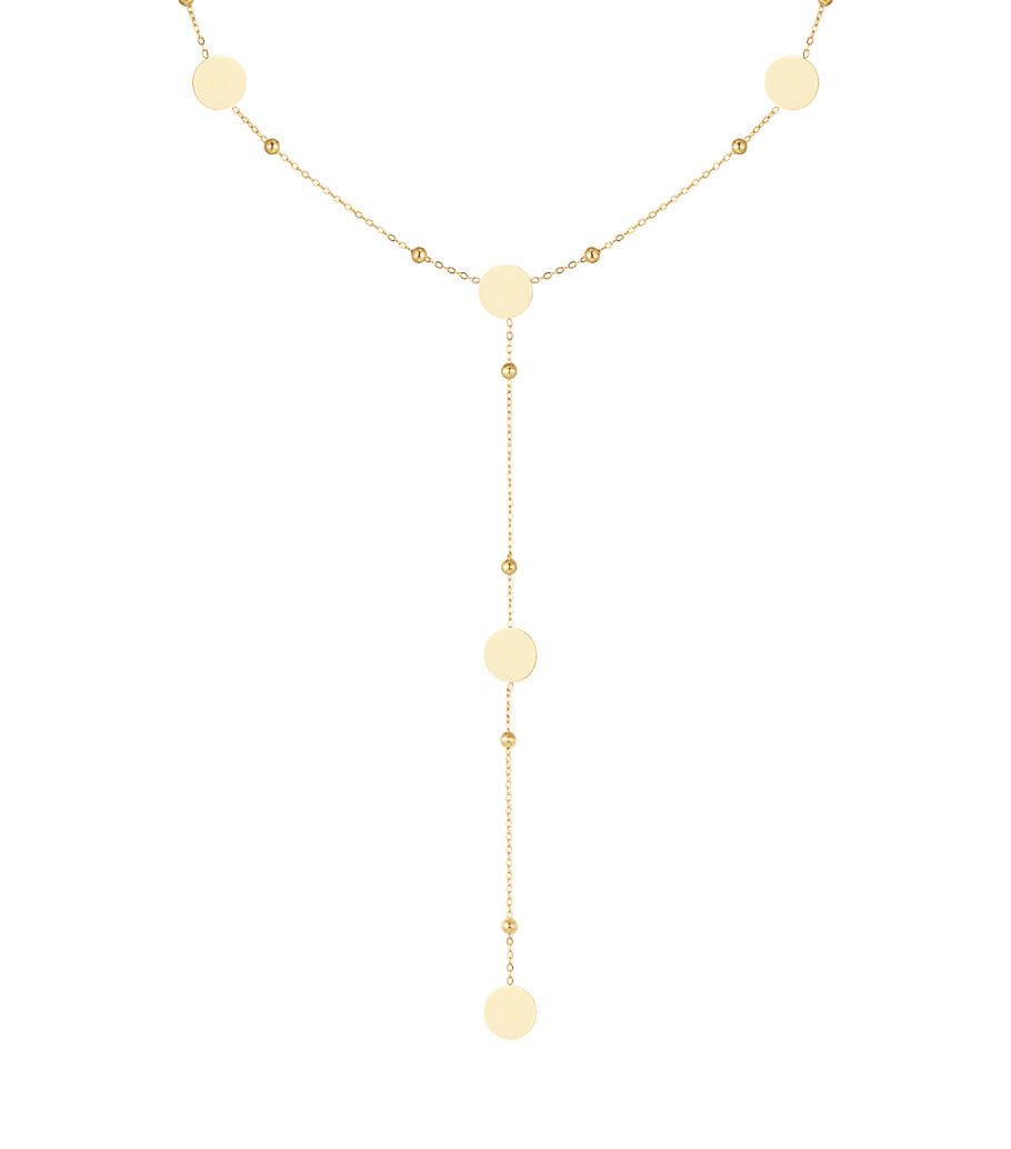 Lange Halskette mit runden Kreisen – Goldfarbe - Goldfarbefarbe