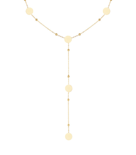 Lange Halskette mit runden Kreisen – Goldfarbe - Goldfarbefarbe