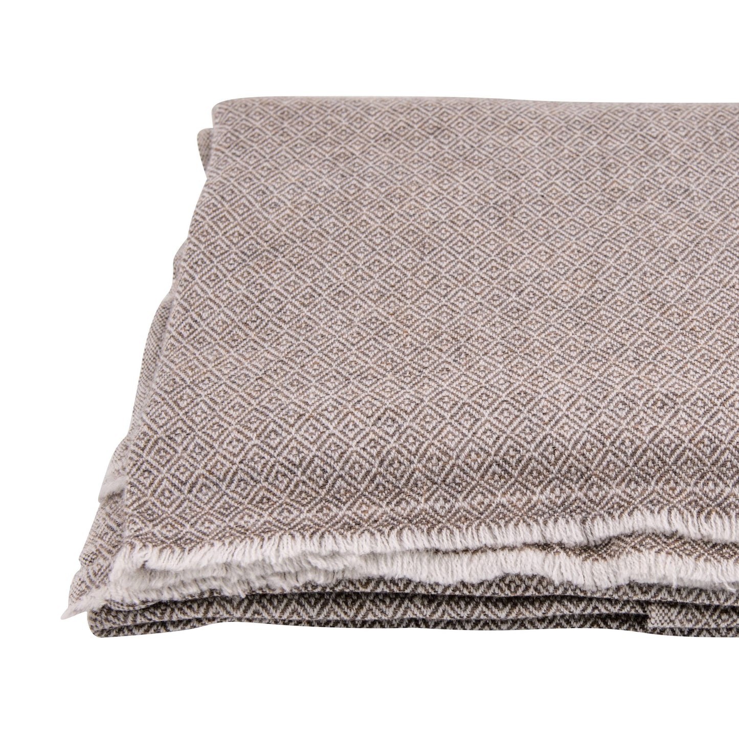 Ólitað kasmírteppi með rúðóttu mynstri - grábrúnt - 135 x 270 cm