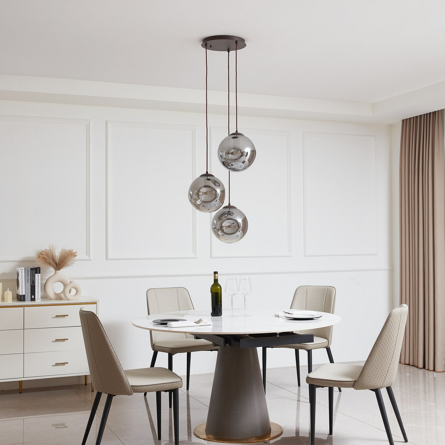 B-stock Lindby hanging light Valentina E27 ø 49cm smoke gray glass hanging lamp lamp Leuc72