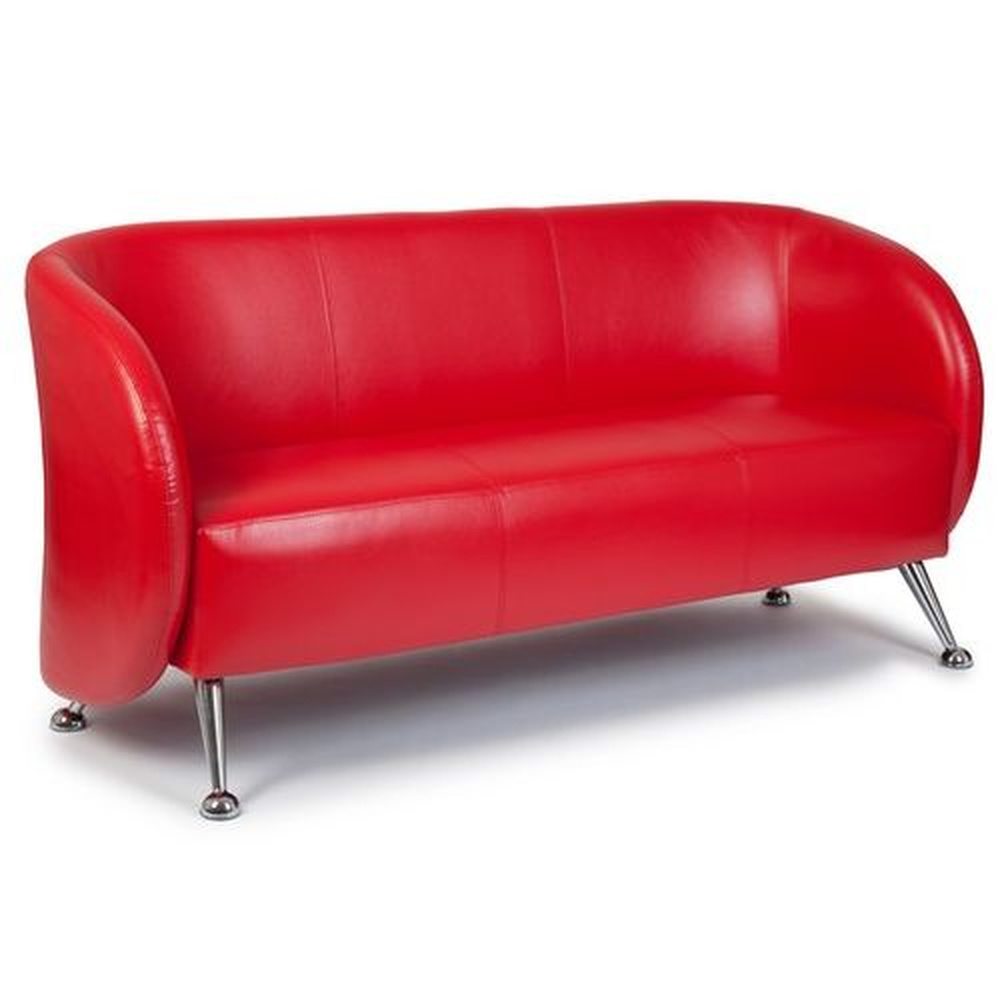B-grade Hjh Office Lounge Sofa Club Sofa 3 Seater Faux Leather Red Seat Cushion