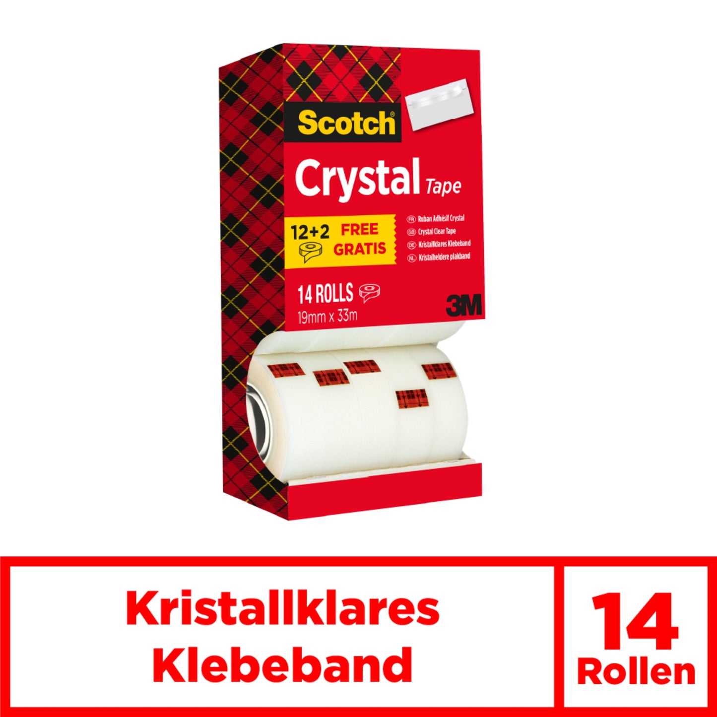 Scotch® Crystal Klebeband, Vorteilspack, 19 mm x 33 m, 14 Rollen  | Packung (1 Stück)