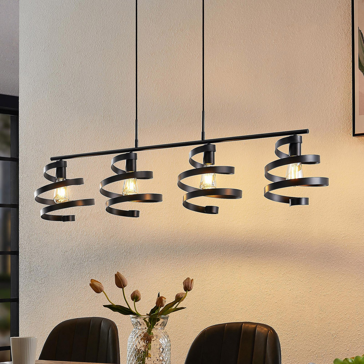 B-grade Lindby Colten pendant light, ceiling lamp, 4 lights, black 803 