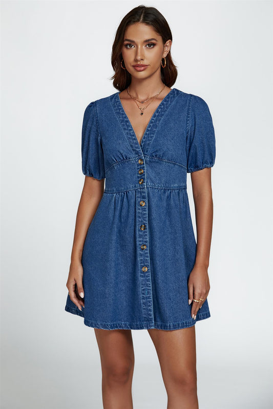 Denim Mini Dress In Blue