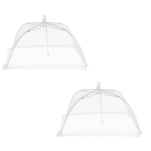 Speisehaube Abdeckhaube Fliegenhaube weiß 2er Set 30x30 cm Zusammenfaltbar