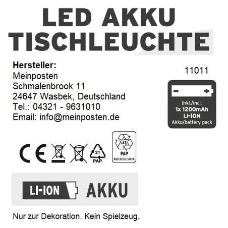 Lampe LED ohne Kabel Touch Tischleuchte Tischlampe Leuchte kabellos dimmbar