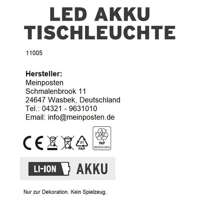 Lampe LED ohne Kabel Touch Tischleuchte Tischlampe Leuchte kabellos dimmbar