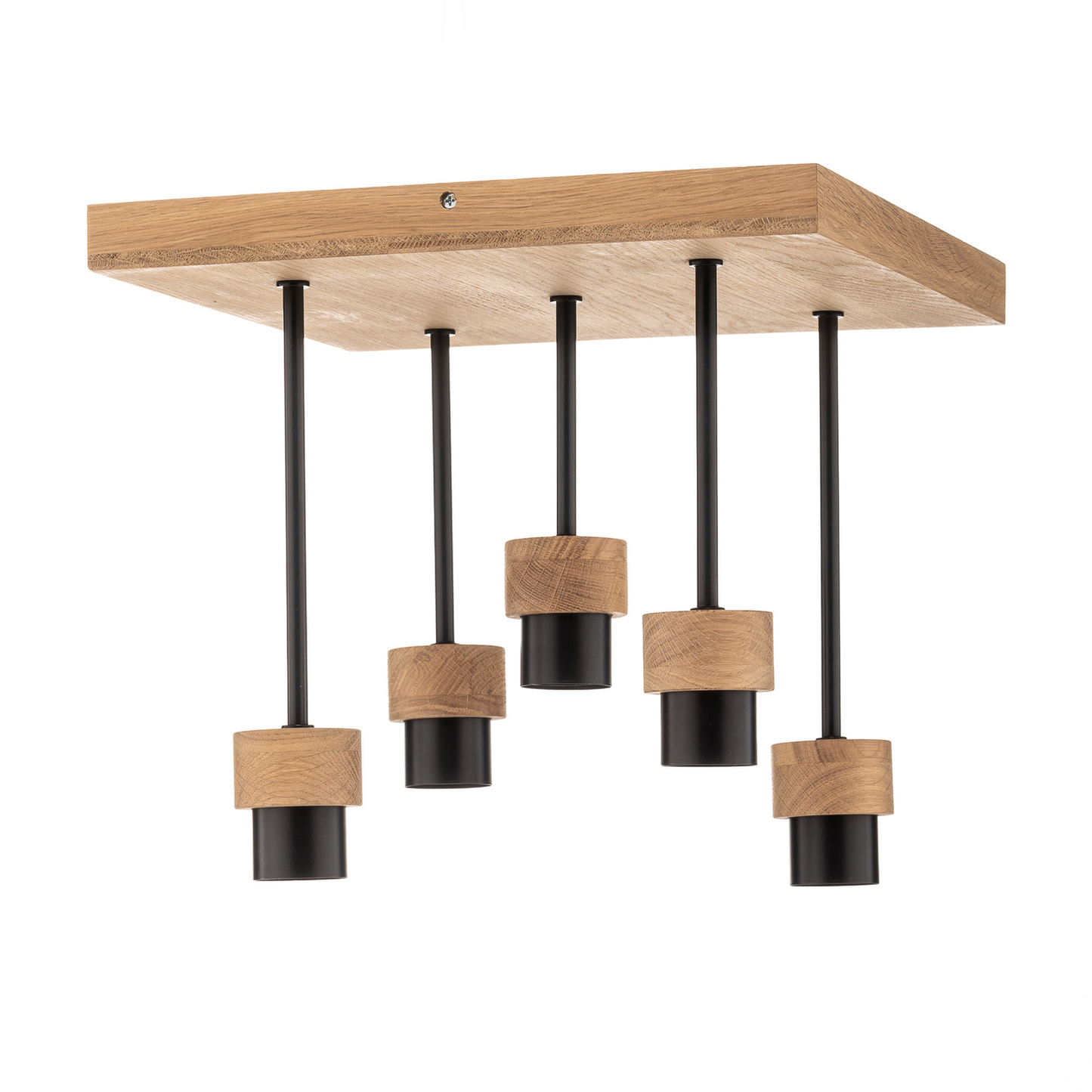 B-flokks Euluna loftlampi Millume eikarviður ferkantaður 5 ljósa skrautlegur loftlampi E27 