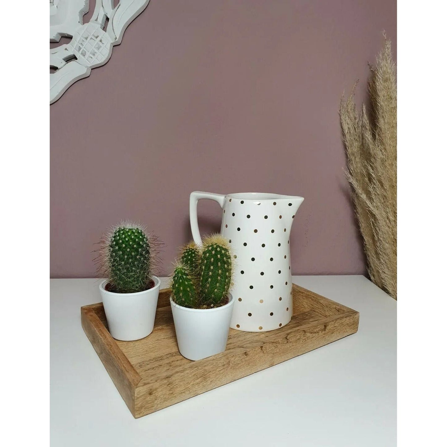 Tablett Mangoholz Holztablett Tischdeko Landhaus Dekotablett Mango Holz 33x22 cm