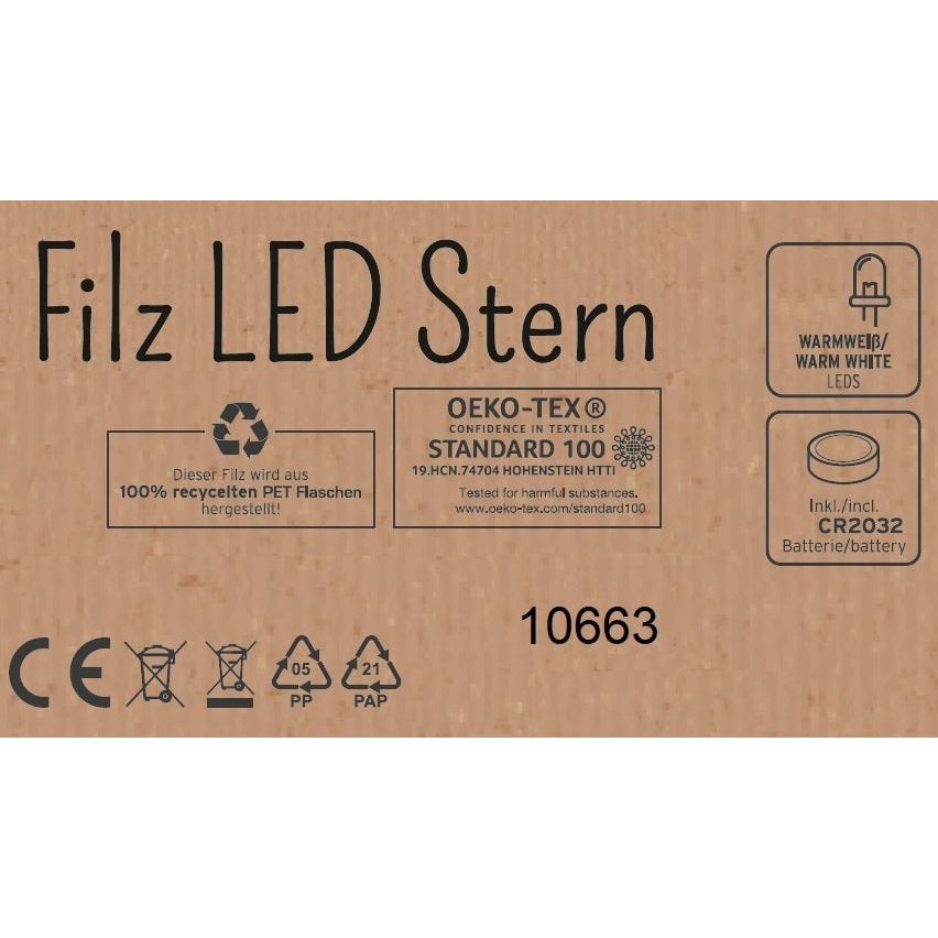 Weihnachtsstern Filz 3er Set 12 LED Stern grau anthrazit Weihnachtsbeleuchtung